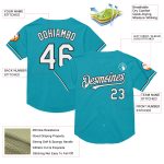 Custom Team Baseball Jersey with Personalized Name and Number, Teal White-Black Mesh Authentic Throwback Design Personalized