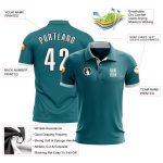 Custom Team Name Number Performance Golf Polo Shirt Teal White-Black Personalized Personalized Teal White-Black Performance