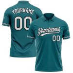 Custom Name Number Teal White Black Performance Vapor Golf Polo Shirt - Personalized Team Apparel Personalized Teal White-Black