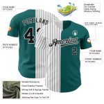Custom Name and Number Baseball Jersey - Personalized Teal White Black Pinstripe Authentic Split Fashion Personalized Teal