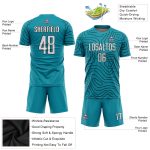 Custom Soccer Jersey with Personalized Name and Number - Teal White Black Sublimation Team Uniform Personalized Teal White-Black