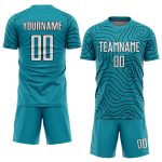 Custom Soccer Jersey with Personalized Name and Number - Teal White Black Sublimation Team Uniform Personalized Teal White-Black