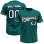 Custom Team Name Number Unisex Softball Jersey Personalized Teal White Black Two-Button Design Personalized Teal White-Black