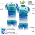 Custom Teal White Geometric Triangle Soccer Jersey with Name and Number - Personalized Team Uniform Personalized Teal White