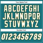 Custom Team Baseball Jersey with Personalized Name and Number in Teal White-Gold Authentic Design Personalized Teal White-Gold