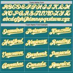 Custom Teal White Gold Baseball Jersey with Personalized Name and Number - Authentic Raglan Sleeves Personalized Teal White-Gold
