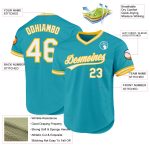 Custom Name Number Authentic Baseball Jersey - Personalized Teal White-Gold Throwback Team Jersey Personalized Teal White-Gold