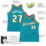 Custom Team Basketball Jersey - Personalized Teal White-Gold Throwback with Name and Number Personalized Teal White-Gold
