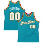 Custom Team Basketball Jersey - Personalized Teal White-Gold Throwback with Name and Number Personalized Teal White-Gold