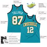 Custom Basketball Jersey with Personalized Name and Number - Teal White Gold-Black Authentic Throwback Design Personalized