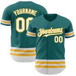 Custom Authentic Baseball Jersey with Personalized Name and Number in Teal White Gold - Team Jersey Personalized Teal White-Gold