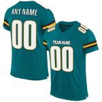 Custom Authentic Football Jersey with Personalized Name & Number - Teal White-Gold Mesh Personalized Teal White-Gold Mesh