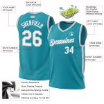 Custom Name and Number Personalized Teal White-Gray Basketball Jersey - Authentic Throwback Design Personalized Teal White-Gray