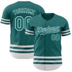 Custom Team Baseball Jersey - Personalized Authentic Teal and White Line with Custom Name and Number Personalized Teal White
