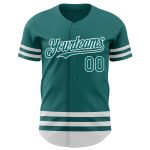 Custom Team Baseball Jersey - Personalized Authentic Teal and White Line with Custom Name and Number Personalized Teal White
