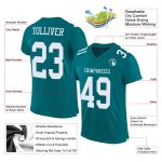 Custom Team Football Jersey - Personalized Teal White Mesh with Name & Number Personalized Teal White Mesh Authentic Football