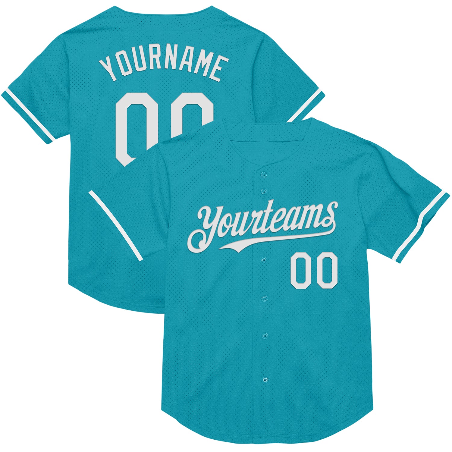 Custom Name Number Personalized Teal White Authentic Throwback Baseball Jersey - Team Spirit Gear Personalized Teal White