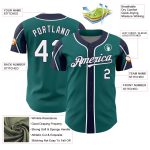 Custom Baseball Jersey with Personalized Name and Number - Teal White Navy 3 Colors, Arm Shapes, Authentic Design Personalized