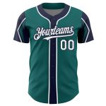 Custom Baseball Jersey with Personalized Name and Number - Teal White Navy 3 Colors, Arm Shapes, Authentic Design Personalized