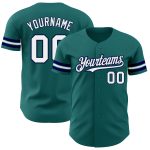 Personalized Authentic Baseball Jersey in Teal White-Navy for Custom Sports Apparel Personalized Teal White-Navy Authentic