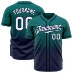 Personalized Teal White-Navy Authentic Fade Baseball Jersey with Custom Name & Number Personalized Teal White-Navy Authentic