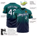 Personalized Teal White-Navy Authentic Fade Baseball Jersey with Custom Name & Number Personalized Teal White-Navy Authentic