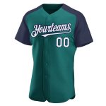 Custom Name and Number Baseball Jersey - Personalized Teal White Navy Authentic Raglan Sleeves Team Gear Personalized Teal