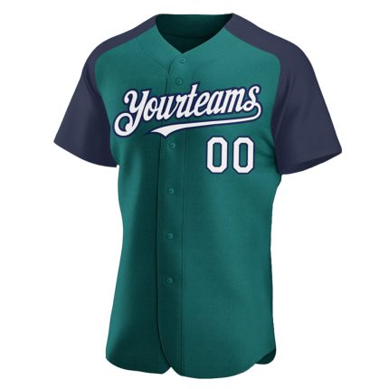 Custom Name and Number Baseball Jersey - Personalized Teal White Navy Authentic Raglan Sleeves Team Gear Personalized Teal