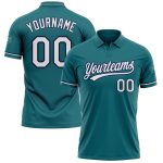 Custom Personalized Teal White-Navy Performance Vapor Golf Polo Shirt with Name and Number Personalized Teal White-Navy Performance