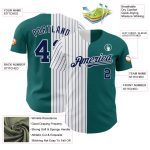 Custom Name Number Authentic Baseball Jersey - Personalized Teal White Navy Pinstripe Team Fashion Jersey Personalized Teal