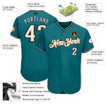 Customizable Baseball Jersey with Teal, White, and Old Gold Design - Personalized Name & Number Personalized Teal White-Old