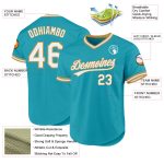 Custom Name and Number Authentic Throwback Baseball Jersey - Personalized Teal and Old Gold Team Apparel Personalized Teal