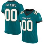 Custom Authentic Football Jersey - Personalized Teal White Old Gold Black Mesh with Custom Name and Number Personalized Teal