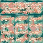 Custom Name and Number Hawaii Baseball Jersey with Teal White-Orange 3D Palm Leaves and Flowers Pattern Personalized Teal