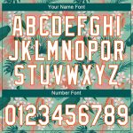 Custom Name and Number Hawaii Baseball Jersey with Teal White-Orange 3D Palm Leaves and Flowers Pattern Personalized Teal