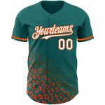 Custom Name and Number Baseball Jersey with Teal White-Orange 3D Leopard Print Design, Fashion Authentic Team Apparel Personalized