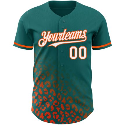 Custom Name and Number Baseball Jersey with Teal White-Orange 3D Leopard Print Design, Fashion Authentic Team Apparel Personalized