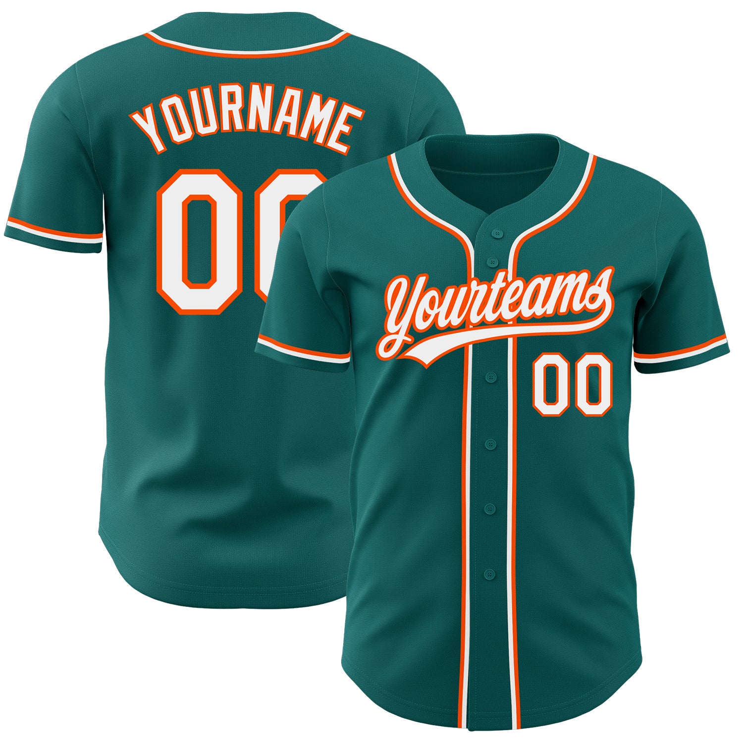 Personalized Authentic Baseball Jersey in Teal, White, and Orange Colors Personalized Teal White-Orange Authentic Baseball