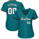 Custom Team Baseball Jersey - Personalized White-Orange Teal with Name & Number Personalized Teal White-Orange Authentic