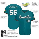 Custom Team Baseball Jersey - Personalized White-Orange Teal with Name & Number Personalized Teal White-Orange Authentic