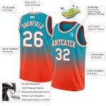 Custom Team Basketball Jersey - Personalized Teal White Orange Fade with Name & Number - Authentic Fashion Jersey Personalized