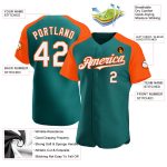 Custom Name and Number Personalized Teal White-Orange Baseball Jersey with Authentic Raglan Sleeves Personalized Teal White-Orange