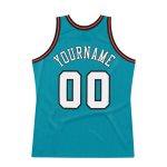 Custom Basketball Jersey with Personalized Name and Number - Teal White-Orange Authentic Throwback Design Personalized Teal