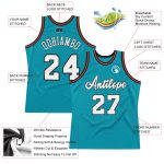 Custom Basketball Jersey with Personalized Name and Number - Teal White-Orange Authentic Throwback Design Personalized Teal