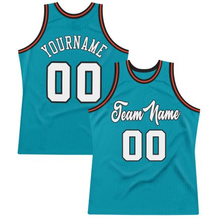 Custom Basketball Jersey with Personalized Name and Number - Teal White-Orange Authentic Throwback Design Personalized Teal