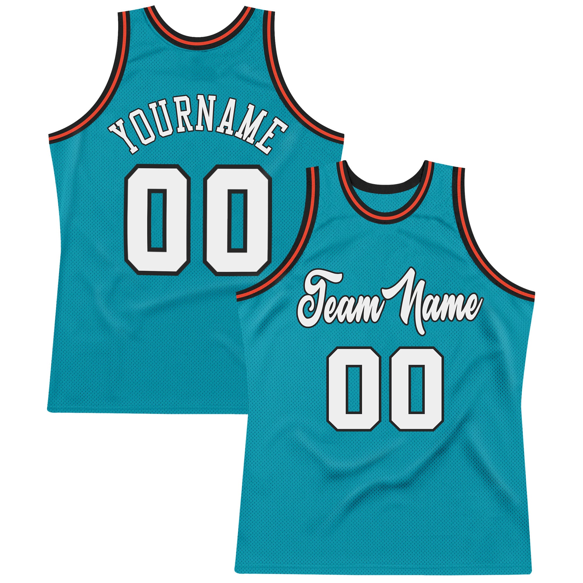 Custom Basketball Jersey with Personalized Name and Number - Teal White-Orange Authentic Throwback Design Personalized Teal