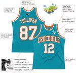 Personalized Teal Orange White Basketball Jersey - Authentic Throwback Design Personalized Teal White-Orange Authentic Throwback