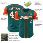 Custom Name and Number Teal and White-Orange Two Tone Baseball Jersey - Personalized Team Jersey Personalized Teal White-Orange
