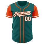 Custom Name and Number Teal and White-Orange Two Tone Baseball Jersey - Personalized Team Jersey Personalized Teal White-Orange