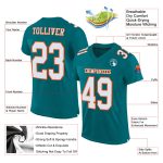 Personalized Teal White Orange Football Jersey - Authentic Mesh Style Personalized Teal White-Orange Mesh Authentic Football